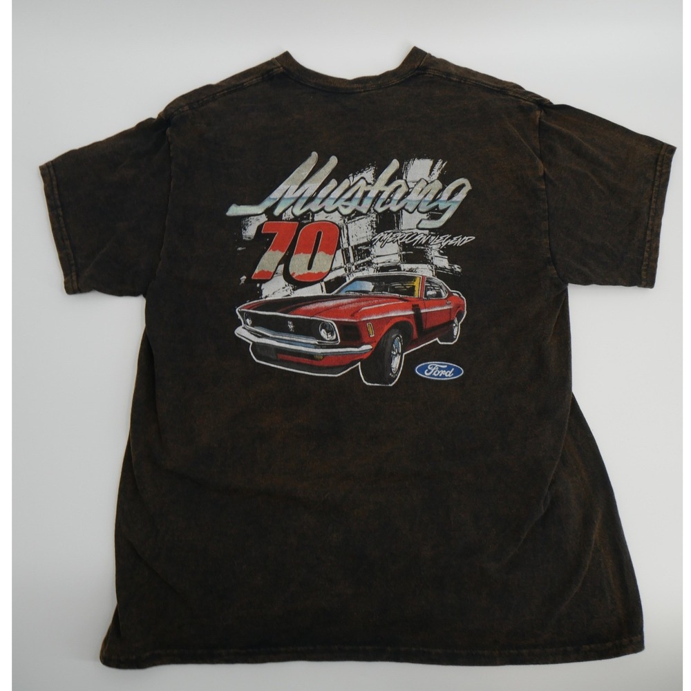 Ford Mustang Feel The Dream‎ Since 1964 Shirt L Charcoal Acid Wash Vintage Style